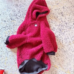 Dog Cozy Sherpa Hoodie - Deep Raspberry Red